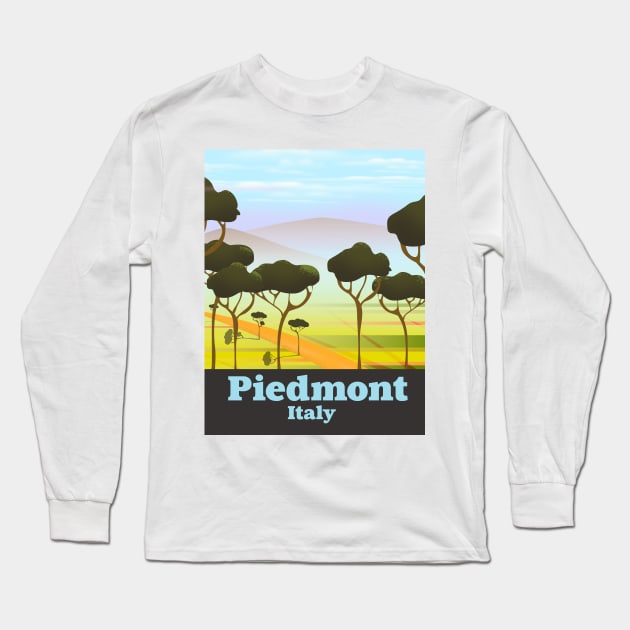 Piedmont Italy travel poster Long Sleeve T-Shirt by nickemporium1